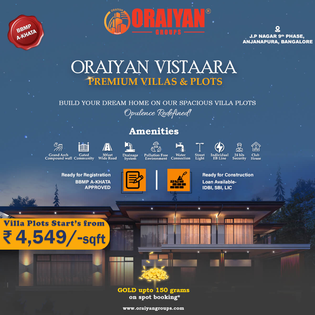 ORAIYAN VISTAARA VILLAS AND PLOTS
